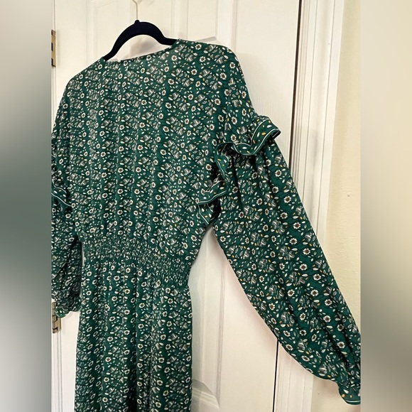 ‼️SOLD‼️NWOT Max Studio Long Sleeve Green Floral Midi Dress With Ruffle Details - Picture 7 of 9